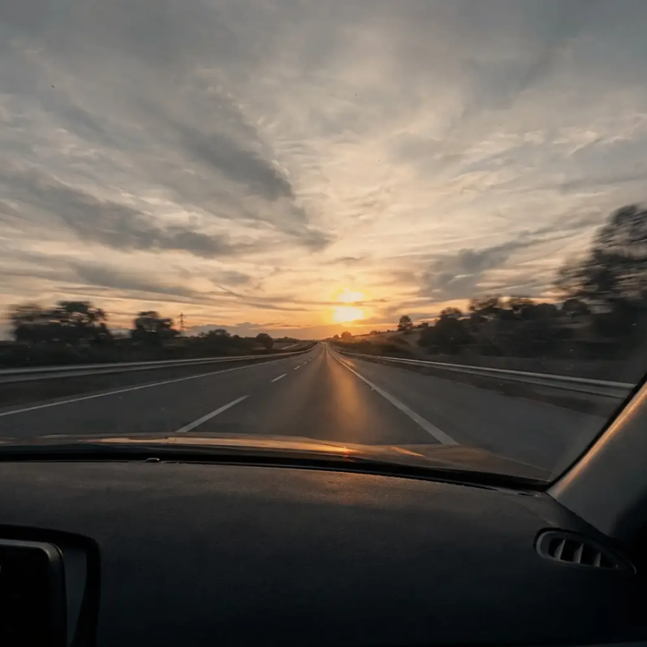 view of highway from car window