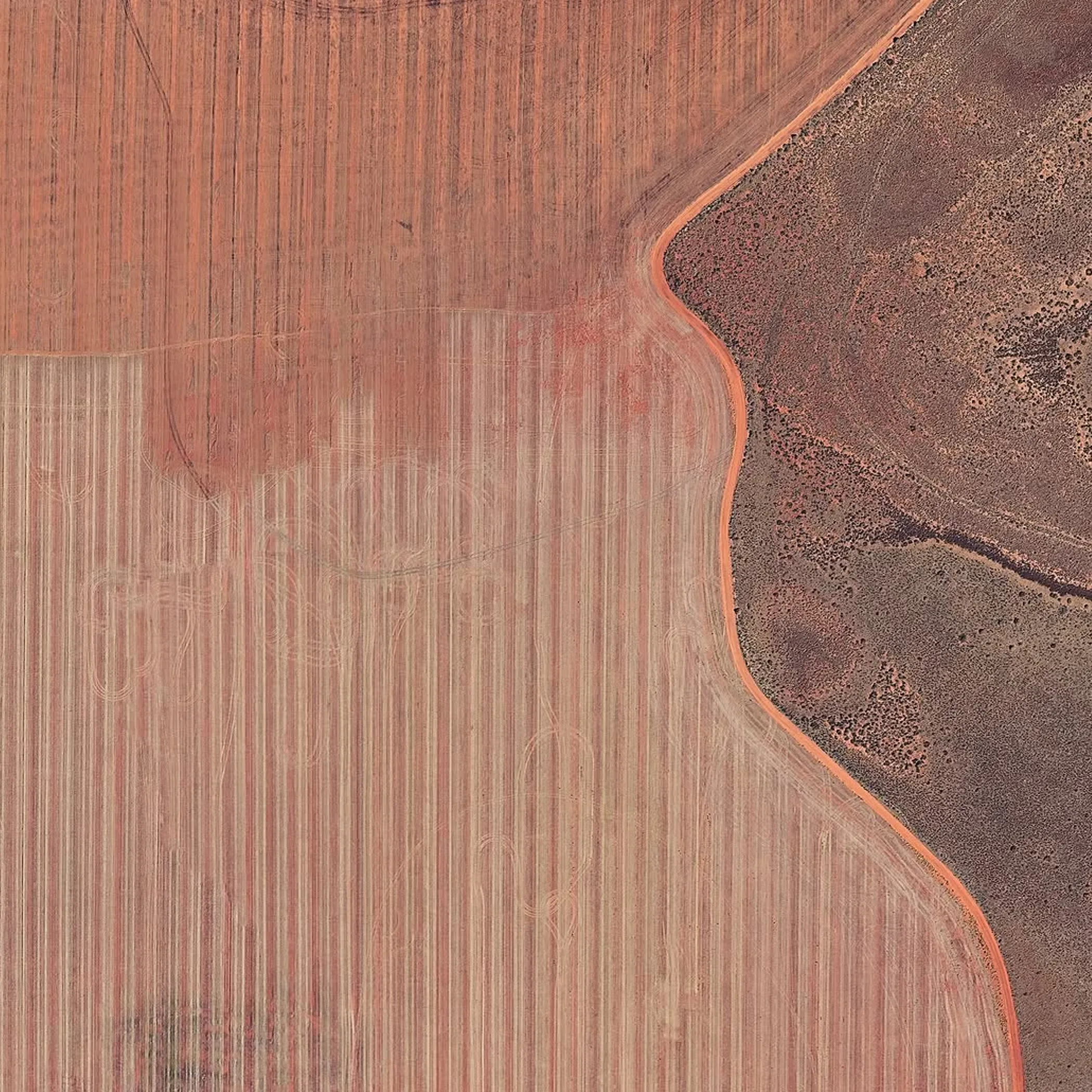 aerial view of cultivated and untouched australian country