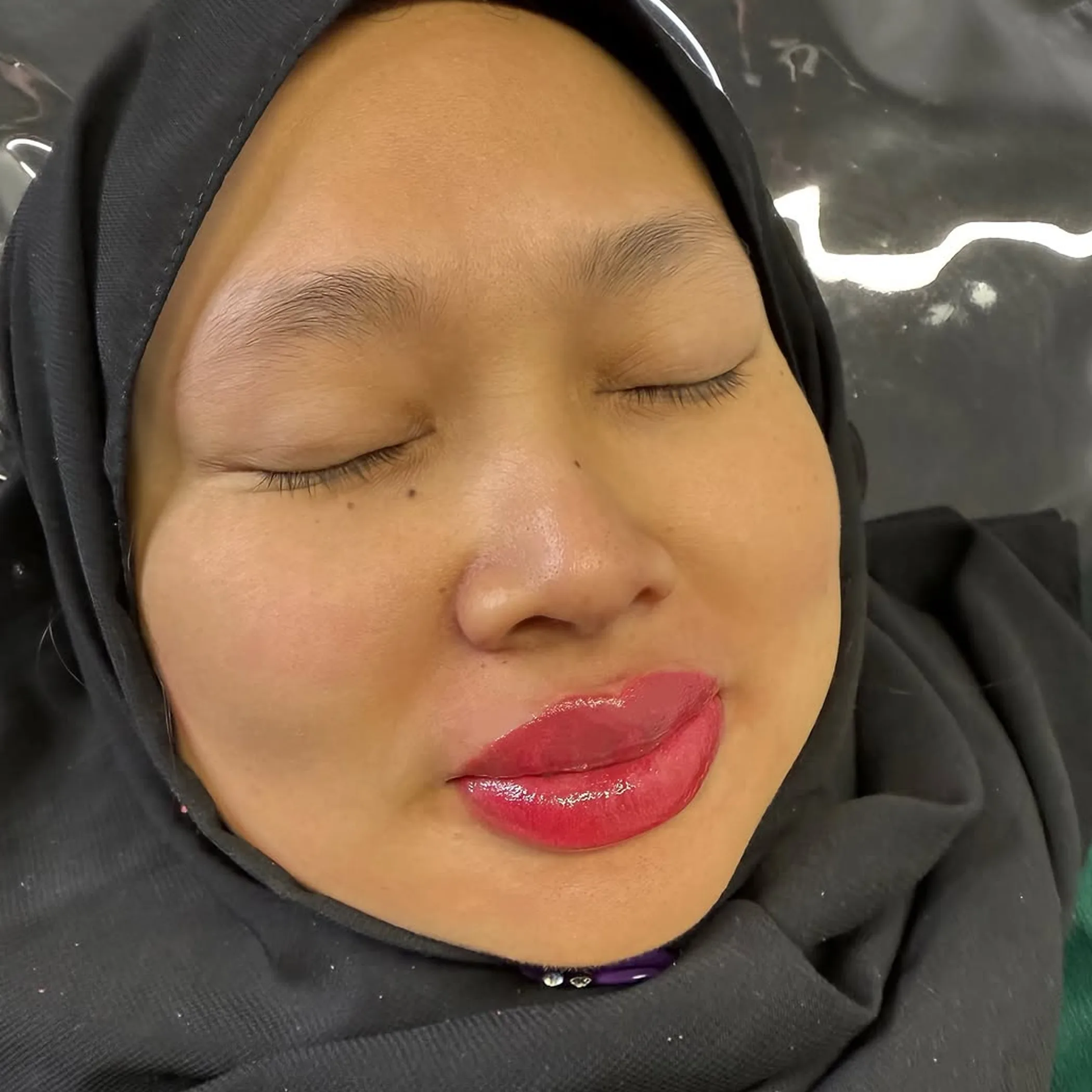 freshly tinted lips close-up